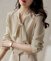 SEU（エスイーユー）の「レディース オフィスでもプライベートでも◎ 長袖 ボウタイ リボン ブラウス 【オフィスカジュアル】【きれいめカジュアル】（シャツ/ブラウス）」