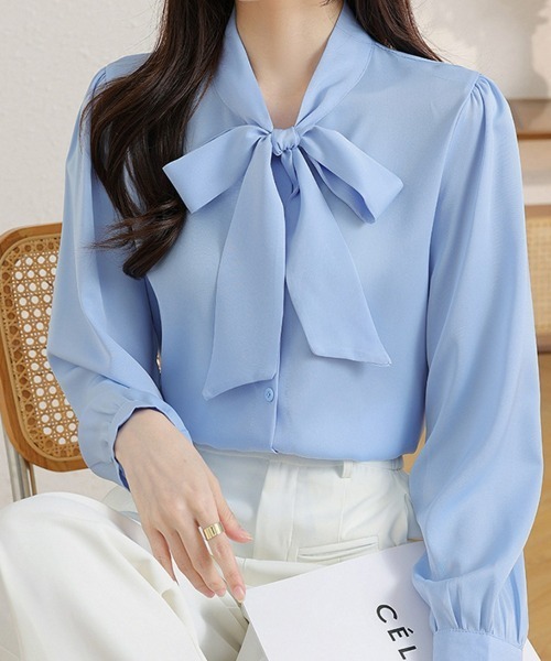 SEU（エスイーユー）の「レディース オフィスでもプライベートでも◎ 長袖 ボウタイ リボン ブラウス 【オフィスカジュアル】【きれいめカジュアル】（シャツ/ブラウス・レディース・ブルー/ホワイト/ベージュ/ベージュ系その他/ブラック系その他・フリー）」の15枚目の写真