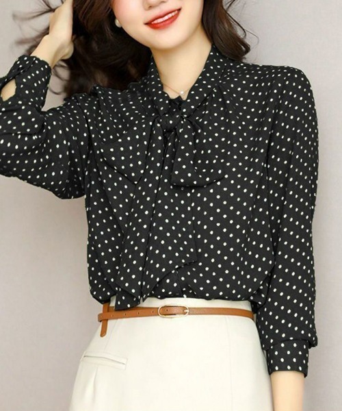 SEU（エスイーユー）の「レディース オフィスでもプライベートでも◎ 長袖 ボウタイ リボン ブラウス 【オフィスカジュアル】【きれいめカジュアル】（シャツ/ブラウス・レディース・ブルー/ホワイト/ベージュ/ベージュ系その他/ブラック系その他・フリー）」の20枚目の写真