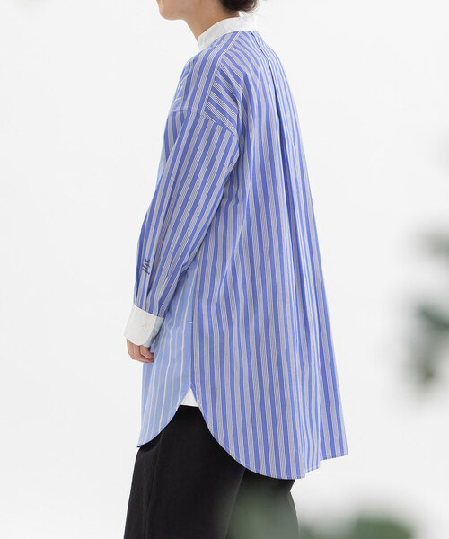 nop de nod(ノップドゥノッド)の「miscスタンドカラーチュニックシャツ(シャツ/ブラウス・レディース・ブルー/オフホワイト/ネイビー・M)」の5枚目の写真