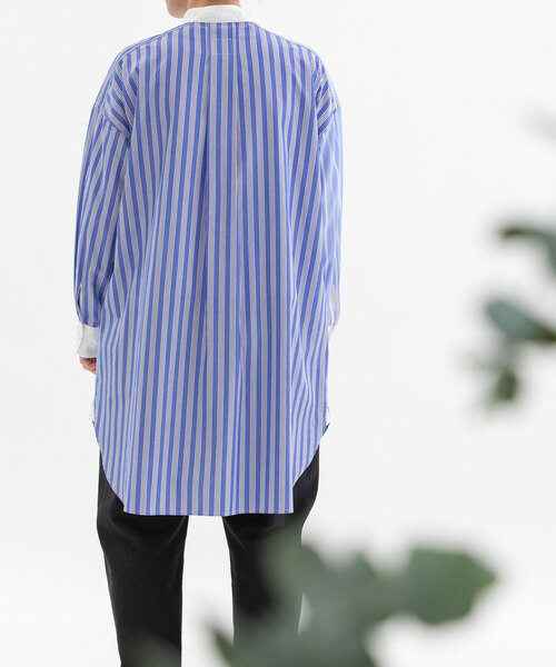 nop de nod(ノップドゥノッド)の「miscスタンドカラーチュニックシャツ(シャツ/ブラウス・レディース・ブルー/オフホワイト/ネイビー・M)」の6枚目の写真