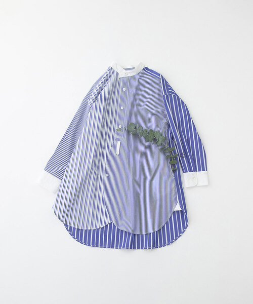 nop de nod(ノップドゥノッド)の「miscスタンドカラーチュニックシャツ(シャツ/ブラウス・レディース・ブルー/オフホワイト/ネイビー・M)」の18枚目の写真