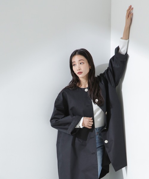 NANO universe（ナノユニバース）の「撥水&花粉ガードノーカラーコート（ノーカラーコート・レディース・ベージュ/ネイビー/アイボリー・FREE）」の8枚目の写真