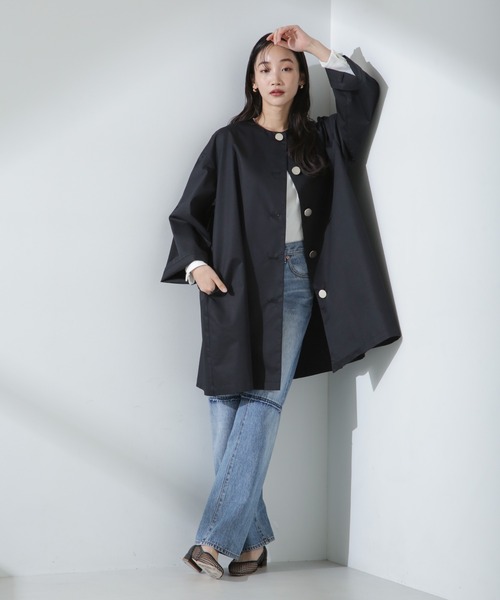 NANO universe（ナノユニバース）の「撥水&花粉ガードノーカラーコート（ノーカラーコート・レディース・ベージュ/ネイビー/アイボリー・FREE）」の12枚目の写真