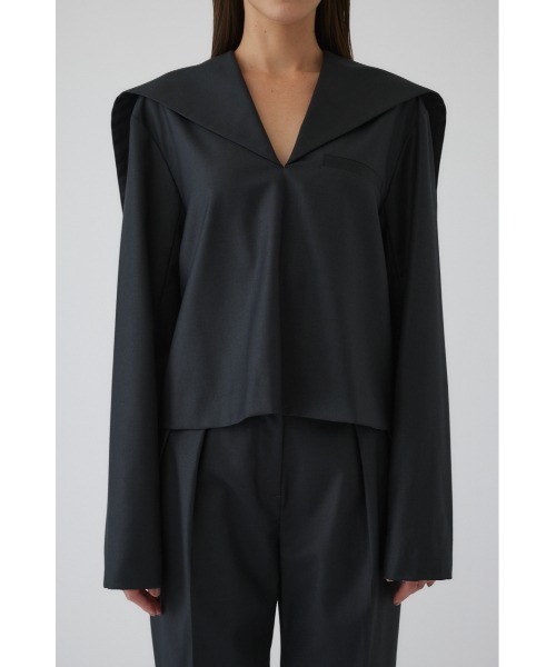RIM.ARK（リムアーク）の「Sailor collar JK like tops セーラーカラージャケットライクトップス（シャツ/ブラウス・レディース・チャコールグレー/ライトベージュ/ブラック・36/38）」の5枚目の写真