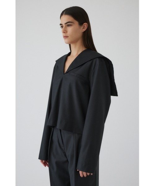 RIM.ARK（リムアーク）の「Sailor collar JK like tops セーラーカラージャケットライクトップス（シャツ/ブラウス・レディース・チャコールグレー/ライトベージュ/ブラック・36/38）」の6枚目の写真