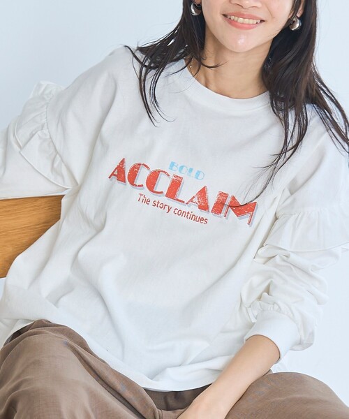 coen(コーエン)の「フハク ドッキング フリル袖 ロングスリーブTシャツ(Tシャツ/カットソー・レディース・ナチュラル/オフホワイト/ダークグレー・M/L)」の7枚目の写真