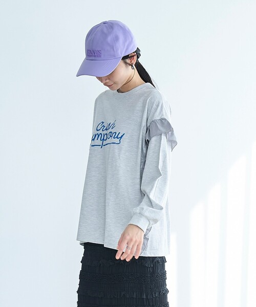 coen(コーエン)の「フハク ドッキング フリル袖 ロングスリーブTシャツ(Tシャツ/カットソー・レディース・ナチュラル/オフホワイト/ダークグレー・M/L)」の20枚目の写真