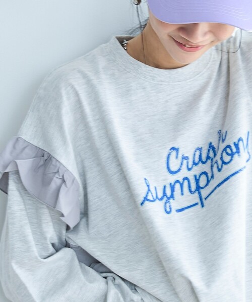 セール】フハク ドッキング フリル袖 ロングスリーブTシャツ（Tシャツ