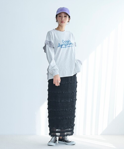 coen(コーエン)の「フハク ドッキング フリル袖 ロングスリーブTシャツ(Tシャツ/カットソー・レディース・ナチュラル/オフホワイト/ダークグレー・M/L)」の22枚目の写真