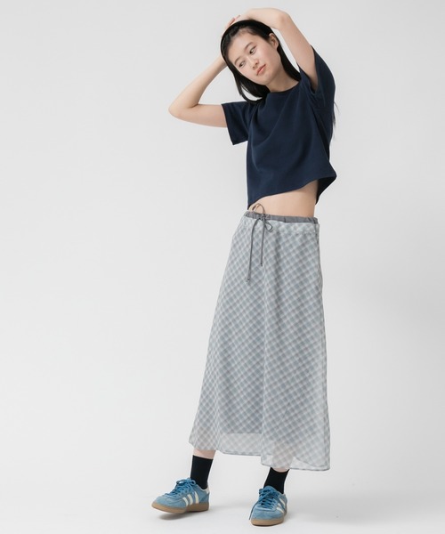 HEILIS(ヘイリス)の「【新色追加】シアーシフォンチェックスカート/ 秋服 フレアスカート チェック柄 ブラック グレー 韓国 ガーリー ミディ丈 シフォン シアー ウエストゴム スポーツミックス ブロケットコア バレエコア(スカート・レディース・ブラック/グレー/ブラウン・FREE)」の19枚目の写真