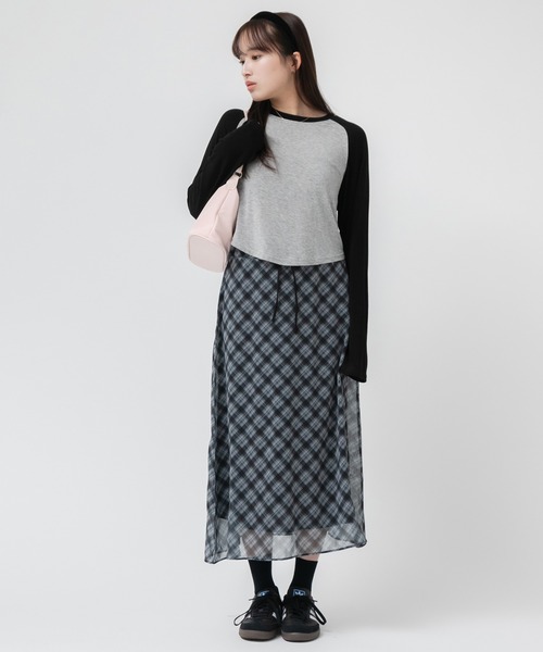 heory luxe 21ss チェック柄スカート ブラック
