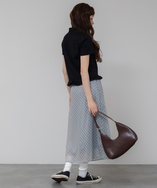 HEILIS(ヘイリス)の「【新色追加】シアーシフォンチェックスカート/ 秋服 フレアスカート チェック柄 ブラック グレー 韓国 ガーリー ミディ丈 シフォン シアー ウエストゴム スポーツミックス ブロケットコア バレエコア(スカート・レディース・ブラック/グレー/ブラウン・FREE)」の21枚目の写真
