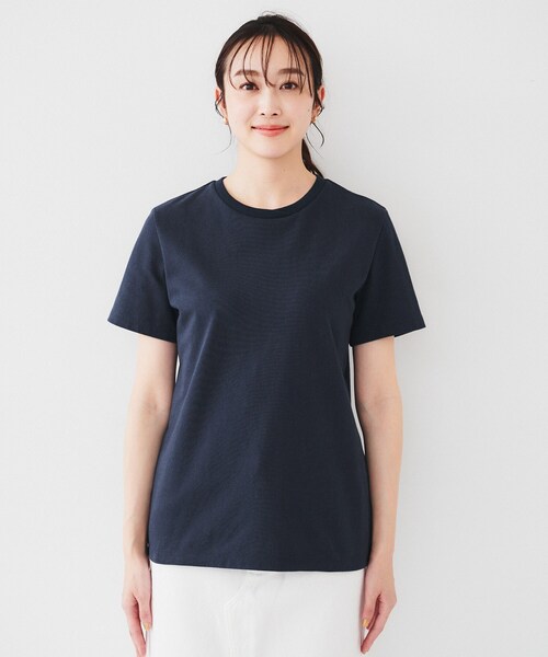 UNTITLED(アンタイトル)の「ラフコットンTシャツ(Tシャツ/カットソー・レディース・オフホワイト/ネイビー・00/48/02/04/44)」の12枚目の写真