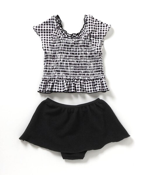 apres les cours（アプレレクール）の「【UVカット/ジュニア対応】リボン・さくらんぼモチーフシャーリングセパレート水着（水着・キッズ・レッド/チェック・80/90/100/110/120/130/140）」の16枚目の写真