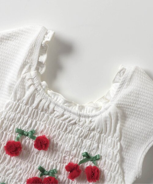 apres les cours（アプレレクール）の「【UVカット/ジュニア対応】リボン・さくらんぼモチーフシャーリングセパレート水着（水着・キッズ・レッド/チェック・80/90/100/110/120/130/140）」の19枚目の写真