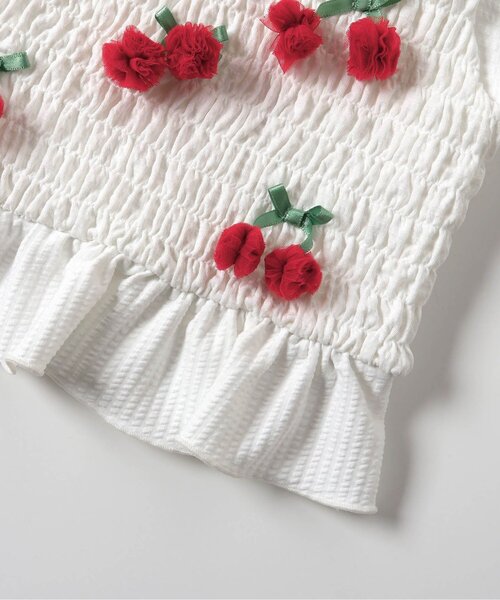 apres les cours（アプレレクール）の「【UVカット/ジュニア対応】リボン・さくらんぼモチーフシャーリングセパレート水着（水着・キッズ・レッド/チェック・80/90/100/110/120/130/140）」の22枚目の写真