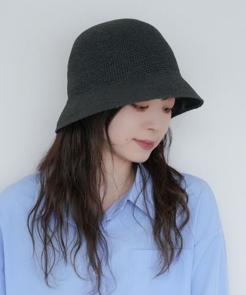 polcadot（ポルカドット）の「paper basic crochet hat／ペーパーベーシック かぎ針編みハット（ハット・レディース・グレー/ブラック/ベージュ/キャメル・FREE）」の2枚目の写真