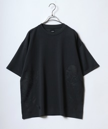 Ponte fabric Cat&Giraffe Print T-Shirt/ポンチ ネコ キリン アニマル プリント Tシャツ 半袖 メンズ レディース