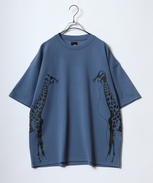 ANPAS（アンパス）の「Ponte fabric Cat＆Giraffe Print T-Shirt/ポンチ ネコ キリン アニマル プリント Tシャツ 半袖 メンズ レディース（Tシャツ/カットソー・メンズ・ミント/グレー系その他2/ホワイト系その他/ホワイト系その他2/ブルー/グレー系その他・M/L）」の6枚目の写真