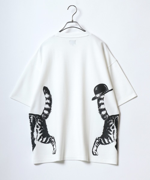 ANPAS（アンパス）の「Ponte fabric Cat＆Giraffe Print T-Shirt/ポンチ ネコ キリン アニマル プリント Tシャツ 半袖 メンズ レディース（Tシャツ/カットソー・メンズ・ミント/グレー系その他2/ホワイト系その他/ホワイト系その他2/ブルー/グレー系その他・M/L）」の7枚目の写真