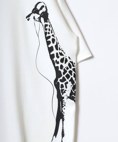 ANPAS（アンパス）の「Ponte fabric Cat＆Giraffe Print T-Shirt/ポンチ ネコ キリン アニマル プリント Tシャツ 半袖 メンズ レディース（Tシャツ/カットソー・メンズ・ミント/グレー系その他2/ホワイト系その他/ホワイト系その他2/ブルー/グレー系その他・M/L）」の12枚目の写真