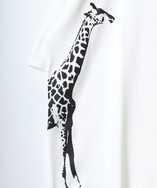 ANPAS（アンパス）の「Ponte fabric Cat＆Giraffe Print T-Shirt/ポンチ ネコ キリン アニマル プリント Tシャツ 半袖 メンズ レディース（Tシャツ/カットソー・メンズ・ミント/グレー系その他2/ホワイト系その他/ホワイト系その他2/ブルー/グレー系その他・M/L）」の11枚目の写真