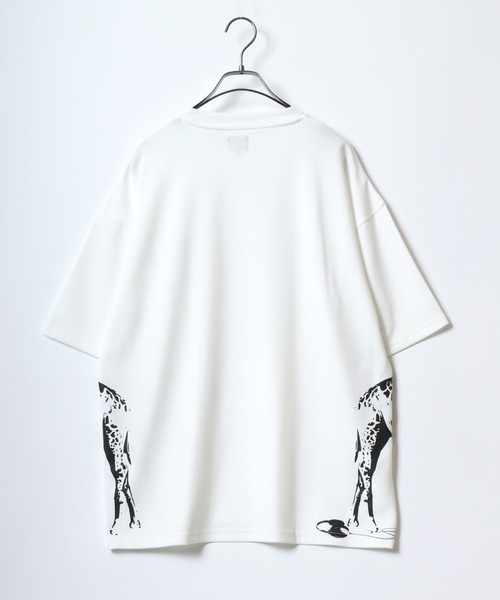 ANPAS（アンパス）の「Ponte fabric Cat＆Giraffe Print T-Shirt/ポンチ ネコ キリン アニマル プリント Tシャツ 半袖 メンズ レディース（Tシャツ/カットソー・メンズ・ミント/グレー系その他2/ホワイト系その他/ホワイト系その他2/ブルー/グレー系その他・M/L）」の8枚目の写真