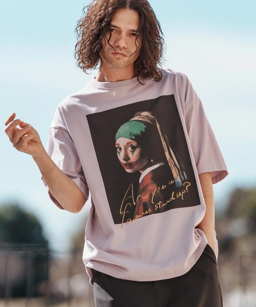 CAMBIO（カンビオ）の「mt9564-プリントT_Are you famous Tシャツ（Tシャツ/カットソー・メンズ・ホワイト/ミックスグレー/パープル系その他・S/M/L/XL）」の4枚目の写真