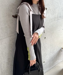 CLEAR BASIC | 袖配色ボタンリブニットトップス[大人綺麗目] ≪2025SS新作≫(ニット/セーター)