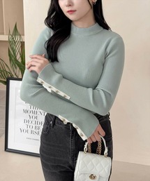 CLEAR BASIC | 袖配色ボタンリブニットトップス[大人綺麗目] ≪2025SS新作≫(ニット/セーター)