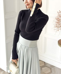 CLEAR BASIC | 袖配色ボタンリブニットトップス[大人綺麗目] ≪2025SS新作≫(ニット/セーター)