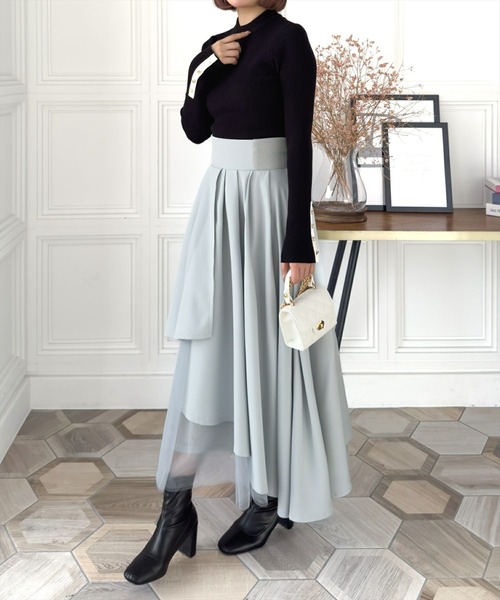 CLEAR BASIC（クリアベーシック）の「袖配色ボタンリブニットトップス[綺麗目 オフィスカジュアル 着回し抜群 大人]≪再入荷≫（ニット/セーター・レディース・グレー/ミント/ブラック/アイボリー・F）」の6枚目の写真