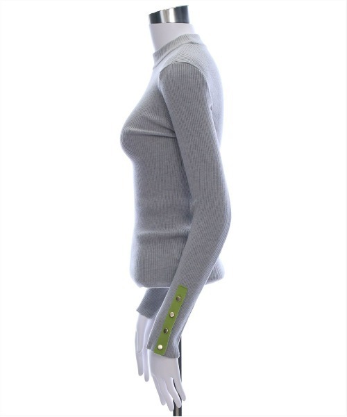 CLEAR BASIC（クリアベーシック）の「袖配色ボタンリブニットトップス[綺麗目 オフィスカジュアル 着回し抜群 大人]≪再入荷≫（ニット/セーター・レディース・グレー/ミント/ブラック/アイボリー・F）」の21枚目の写真