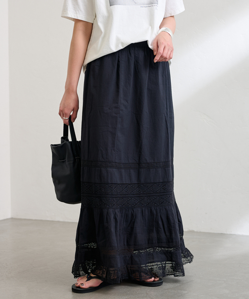 ●完売●【FRAMeWORK】ヴィンテージライクレースエプロンスカート ○完売○【FRAMeWORK】ヴィンテージライクレースエプロンスカート