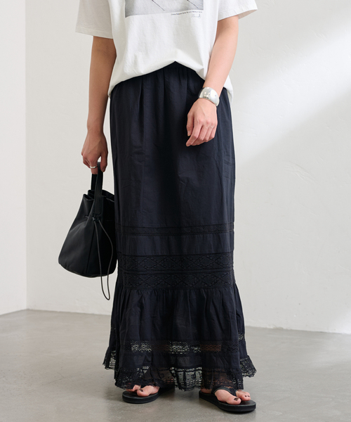 ◆上品×脚長効果◆【HERMES】Wストレッチコットン スカート 黒 370414150_9.jpg