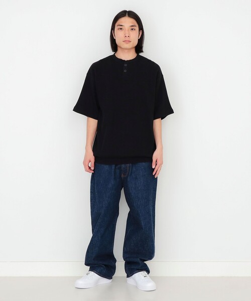 BEAMS T（ビームスティー）の「BEAMS T / ワッフル ヘンリーネック Tシャツ（Tシャツ/カットソー・メンズ・ブラック/ネイビー・S/M/L/XL）」の3枚目の写真