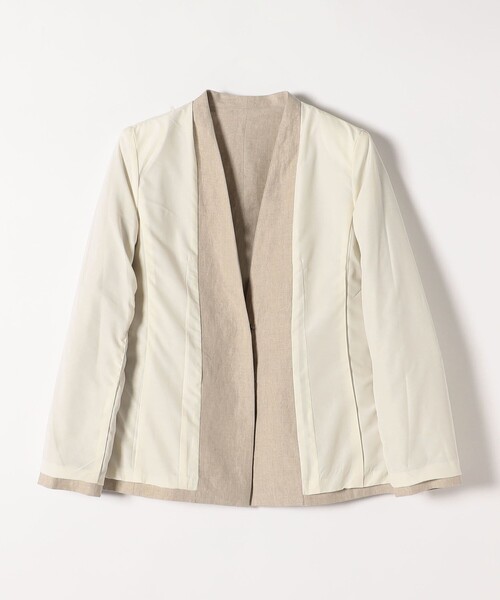専用★新品　クロス＆クロス　ハグオーワー　リネンノーカラージャケット 専用☆新品 クロス＆クロス ハグオーワー リネンノーカラー