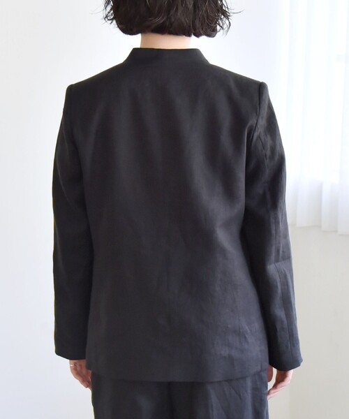 ガリャルダガランテ/美品❤️ノーカラーキュプラサテンブルゾン ブラックネイビー セール】quaranciel:〈手洗い可能〉ヨーロピアンフラックス