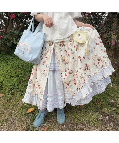 PINKHOUSE ピンクハウス ピコフリル パッチワークスカート 生成 PINKHOUSE ピンクハウス ピコフリル パッチワークスカート 生成