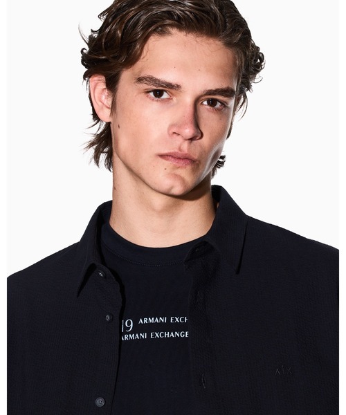 ARMANI EXCHANGE（アルマーニエクスチェンジ）の「【A|X アルマーニ エクスチェンジ】シアサッカー 半袖シャツ/REGULAR+（シャツ/ブラウス・メンズ・ホワイト/ダークネイビー・LARGE/MEDIUM/SMALL/X-LARGE/X-SMALL/XX-LARGE）」の8枚目の写真
