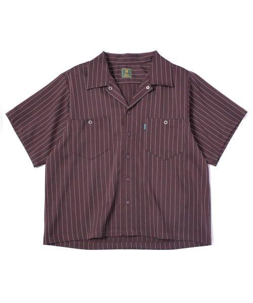 ストライプオープンカラーワークシャツ（シャツ/ブラウス）｜Noen