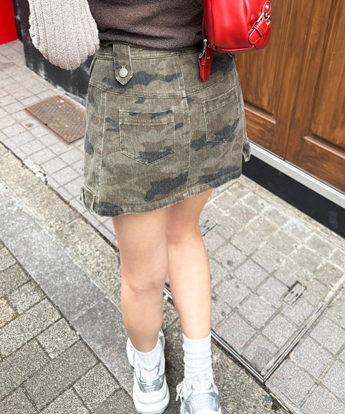 SPIRALGIRL（スパイラルガール）の「ヴィンテージウォッシュカモフラカーゴスカート（スカート・レディース・グレー系/カーキ系・FREE）」の10枚目の写真