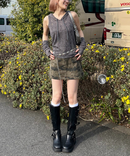 SPIRALGIRL（スパイラルガール）の「ヴィンテージウォッシュカモフラカーゴスカート（スカート・レディース・グレー系/カーキ系・FREE）」の11枚目の写真