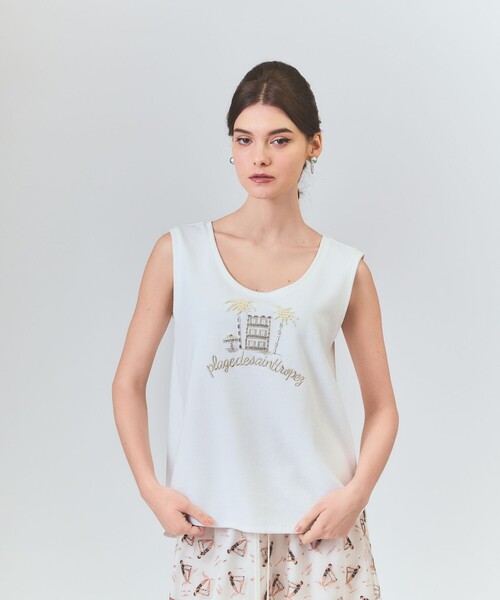 GRACE CLASS(グレースクラス)の「ビジューモチーフノースリーブ(タンクトップ・レディース・ホワイト/ネイビー・36)」の14枚目の写真