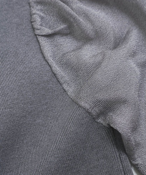 VIS（ビス）の「【洗える】スクエアネックシアーハーフスリーブニット（ニット/セーター・レディース・オフホワイト/チャコールグレー/ピンク・FREE）」の21枚目の写真