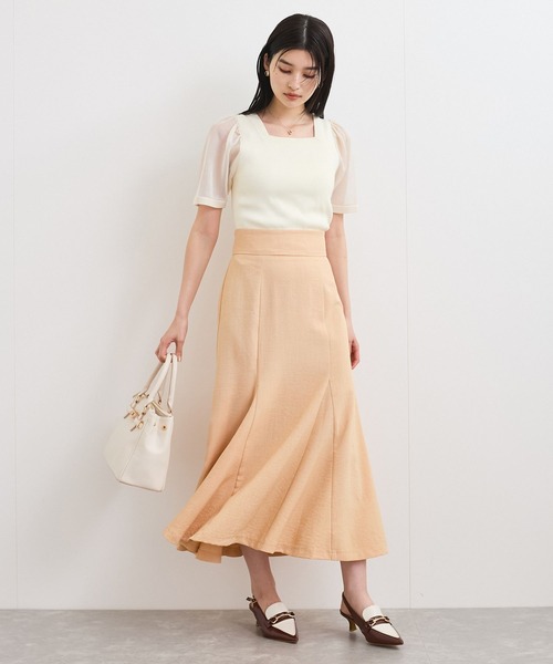 VIS（ビス）の「【洗える】スクエアネックシアーハーフスリーブニット（ニット/セーター・レディース・オフホワイト/チャコールグレー/ピンク・FREE）」の22枚目の写真