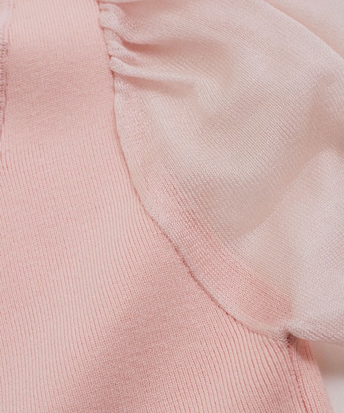 VIS（ビス）の「【洗える】スクエアネックシアーハーフスリーブニット（ニット/セーター・レディース・オフホワイト/チャコールグレー/ピンク・FREE）」の16枚目の写真