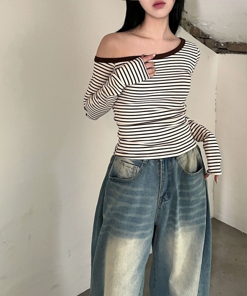 フミカウチダ　ボーダークロップドTシャツ フミカウチダ ボーダークロップドTシャツ