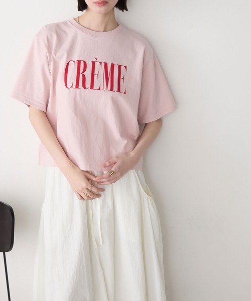 forksy.(フォルクシー)の「【forksy.】レタリングロゴプリント 半袖Tシャツ(Tシャツ/カットソー・レディース・ブラック/オフホワイト/サックスブルー/ピンク・FREE)」の4枚目の写真
